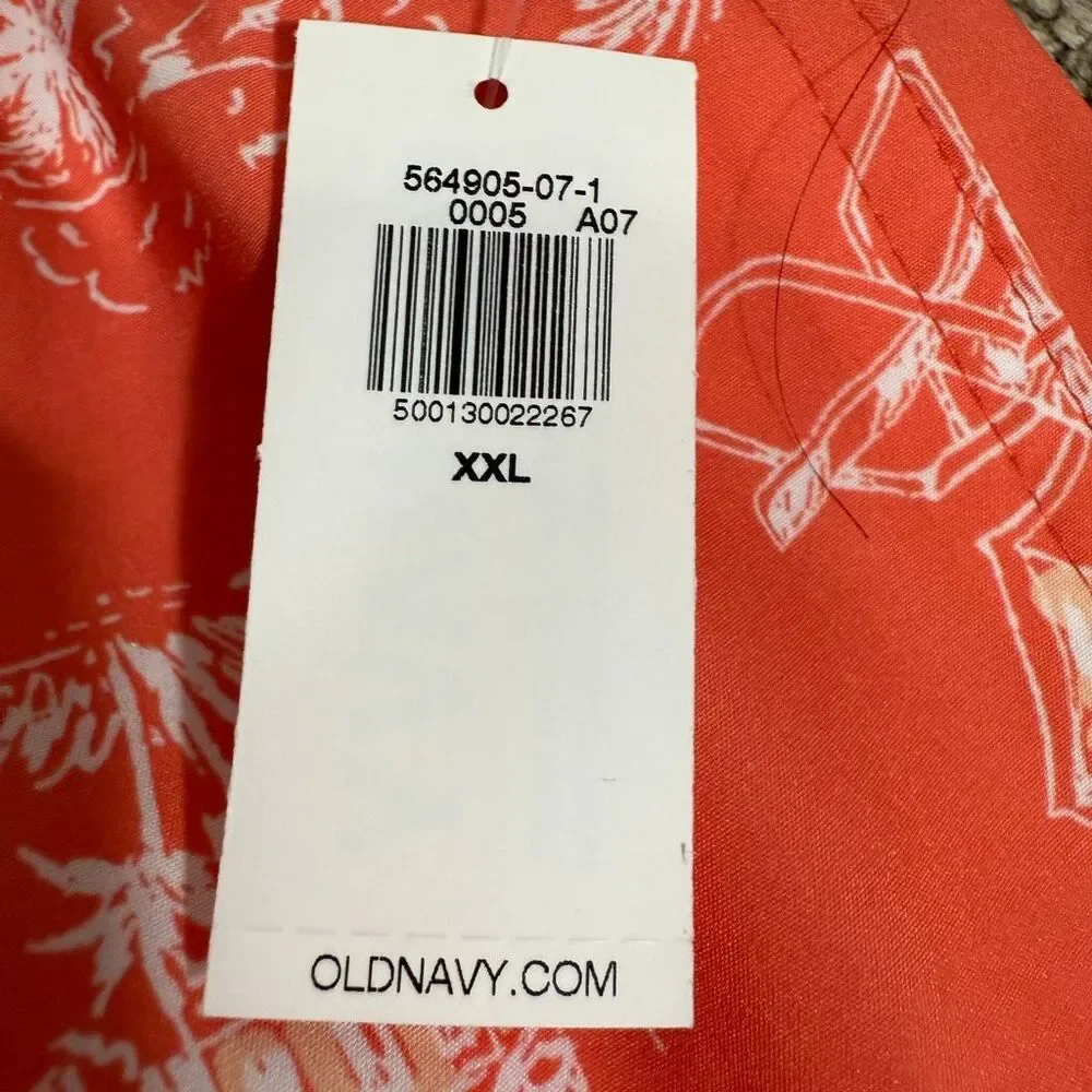 Old Navy Men’s Orange‎ Printed  6” Tropical Beach Swim Trunks Size XXL